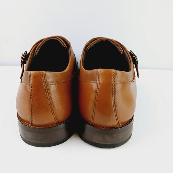 Johnston & Murphy SZ 10M Archer Double Buckle Monk Shoe Cognac Leather NEW - Picture 4 of 9